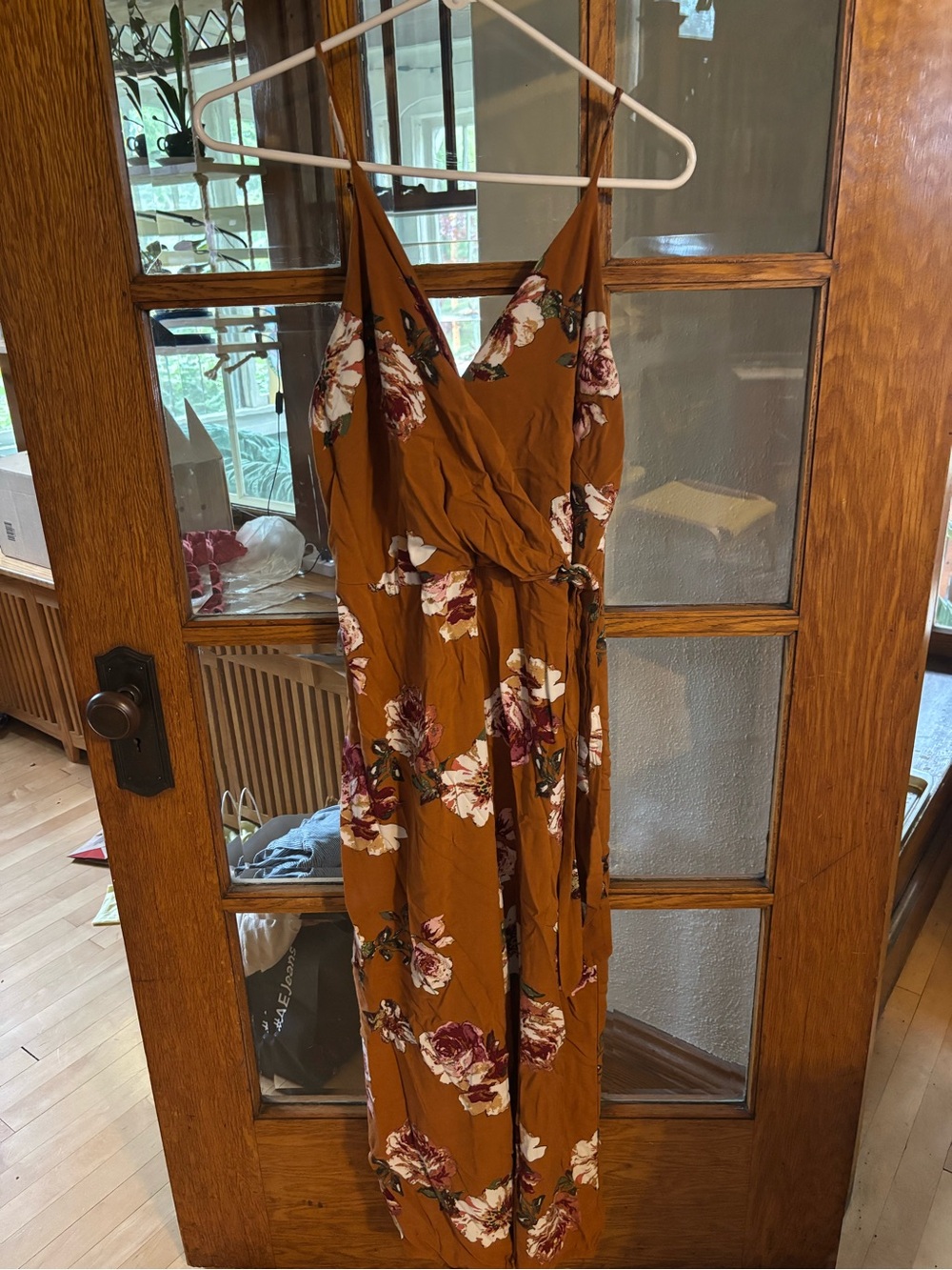 Xhilaration Rust Floral Wrap Jumper